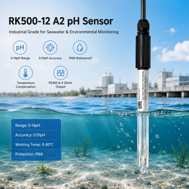 Industrial Process Water pH Sensor 0-14pH 4-20mA IP68 for Pharmaceutical Purified Water Chemical Production Quality Control
