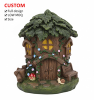 Décoration de jardin personnalisée en gros : Sculpture de maison dans les arbres en résine, statue de chalet solaire extérieur pour la décoration de jardin et de chemin.