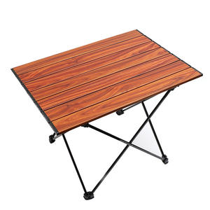 Mesa plegable para exteriores, mesa rectangular de grano de madera de 68x45,5 cm, mesa portátil de aleación de aluminio para Picnic, barbacoa, pesca, té - Product Image 3