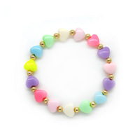 Doux arc-en-ciel macaron étoile coeur avec 14K plaqué or perles Bracelet personnalisé rose lettre perles Bracelet pour les filles
