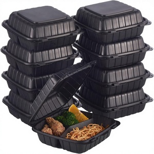 Barquettes alimentaires carrées en <span class=keywords><strong>polypropylène</strong></span> écologique à compartiments, en amidon de maïs, robustes, jetables, pour plats à emporter, nouilles et sandwichs - Product Image 1