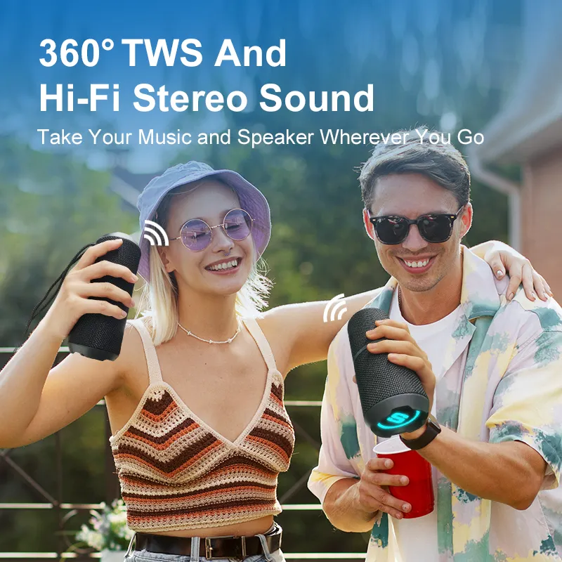 Cetakan pribadi speaker Bluetooth anti air, speaker luar ruangan tws, speaker Bluetooth, sangat Stereo 20W, musik Bass Bocina RGB, cetakan pribadi