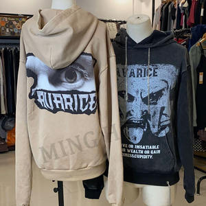Personnalisé Divers Vintage Street Style Chaîne Capuche Pull Imprimé Washed Hoodie - Product Image 6