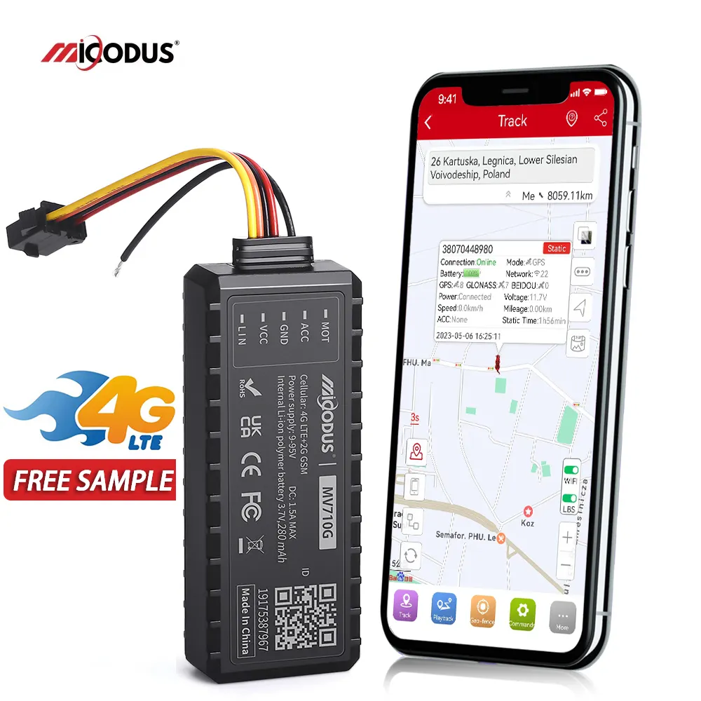 무료 샘플 MiCODUS MV710G 9-90V 품질 엔진 차단 라이브 오토바이 GPS 추적 장치 자동차 GPS 추적기 4G