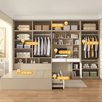 Ensemble de chambre à coucher moderne minimaliste multifonctionnel avec armoire intégrée en panneaux de bois de pin tatami, bureau et lit pour enfants de petite taille