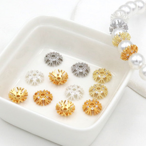 ที่ใส่ดอกไม้ประดับเพชรซิร์คอนเคลือบทอง 14K รักษาสีได้, ที่ใส่ดอกไม้ลายเกล็ดหิมะ, อุปกรณ์เสริมเครื่องประดับ DIY, ที่ใส่ลูกปัด - Product Image 4