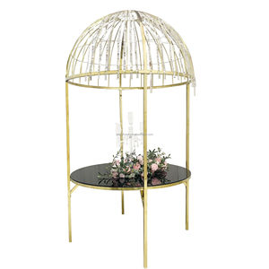 Table à manger <span class=keywords><strong>de</strong></span> luxe moderne royale avec <span class=keywords><strong>cage</strong></span> à oiseaux en cristal et dessus miroir - Product Image 2