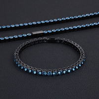 Bracelet Chaîne Tennis NUOYA pour Homme en Acier Inoxydable Plaqué Noir de Haute Qualité avec Zircons Cubiques Colorés 3mm/4mm/5mm Bijoux Hip Hop