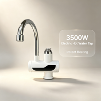Robinet d'eau électrique à chauffage instantané en plastique, bec pivotant chromé, commande manuelle, affichage LED, pour extérieur, hôtel, voiture