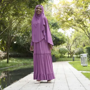 Abaya-robe à manches longues pour femmes musulmanes, ensemble de prière, avec fermeture éclair frontale, hijab, nouvelle collection printemps, 2 pièces