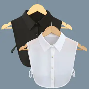 Gasa hecha a mano blanca media camisa desmontable cuello falso mujeres sin mangas Dickey Collar para Decoración