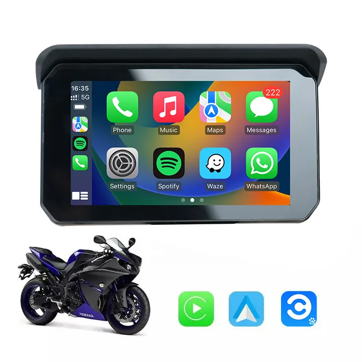 Ottocast Universele Draadloze Carplay Display Scherm Waterdicht Voor Motorfietsen Gps Navigator Carplay Gps 5 Inch