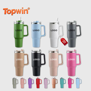 Gobelets de voyage isothermes sans BPA de 40 oz, personnalisables avec logo, pour café, roses, sous vide, pour voiture, avec poignée et paille, en gros - Product Image 1