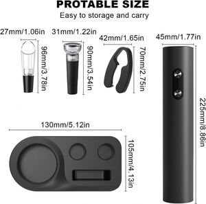 Juego de abridor de vino eléctrico clásico plateado premium Novison, base recargable, abridor de botellas automático, caja de regalo, logotipo personalizado, aluminio - Product Image 5
