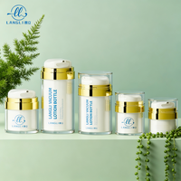 Pot de crème de luxe en plastique doré rechargeable 50 ml, flacon pompe airless pour soins de la peau 50 ml, bouteille de soin de la peau de luxe en acrylique