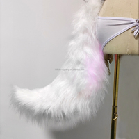 Queue de renard ou de loup de luxe brillant Accessoire lumineux de queue de renard d'Halloween Jolie queue de renard en fausse fourrure