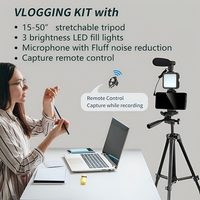Smartphone kamera fotoğraf stüdyosu Video kayıt çevrimiçi canlı akış mikrofon LED ışık Tripod standı uzaktan deklanşör kiti