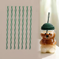 Gobelet en verre ours en peluche de luxe avec couvercle, ours vert mignon avec couvercle et paille, bouteille d'eau, articles de boisson, cadeaux