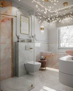 42 inch gỗ rắn phòng tắm Vanity rozowy Onyx cong rãnh thiết kế treo tường tủ cho cô gái phòng - Product Image 2