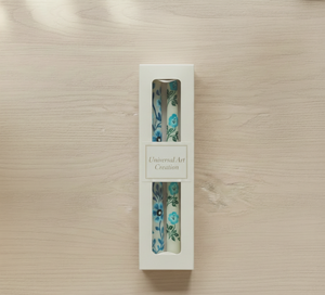 Blue Blossom Hand-Painted Soy Paraffin Wax Taper <b>Candle</b> <b>Set</b> (<b>Set</b> 2)-Smokeless Christmas Home Decor for Events Special Occasions - Product Image 2