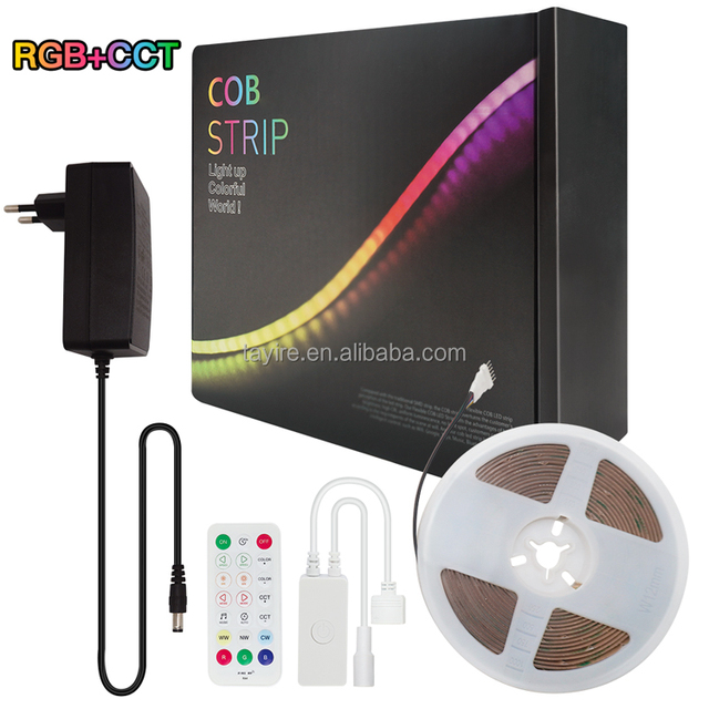 RGBWC RGBCCT 5in1COB LED Strip Light 5m 24V High Brightness RGBW Smart Indoor Room Decor 3-Year Warranty 12MM RGB LED Strip Set