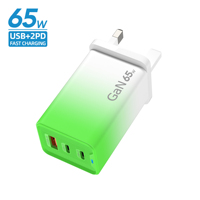Adaptador de Corriente de Carga Rápida de 65W PD3.0 QC3.0 con Puerto Tipo-C, Anti-Incendios, Ecológico para PC, Teléfonos, Laptops y Auriculares, Color Caramelo
