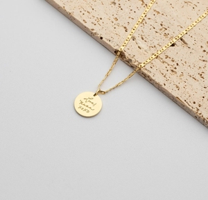 Collar de Acero Inoxidable con Colgante Personalizado en Forma de Barra, Círculo o Rectángulo, con Mensaje Grabado y Escritura a Mano - Product Image 6