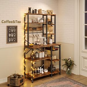 SENYU Modern Wood Kitchen Storage Rack With 5 <b>Shelves</b> Reinforced Metal Frame Durable Design For Stability - Product Image 1