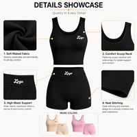 Conjunto Deportivo de Verano con Textura Acanalada Sin Costuras, Top Deportivo Elástico y Suave con Cuello Redondo, Pantalones Cortos de Cintura Alta para Pilates