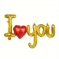 Siamois je t'aime lettre amour ballon rouge or Rose feuille ballon pour Halloween saint valentin fête d'anniversaire de mariage