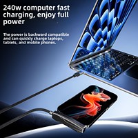 Kabel Pengisi Daya Cepat Model Baru 240W dengan Stand, Konektor USB//Type-C, Kabel Data Berjaket Rajut untuk Ponsel iPhone 17