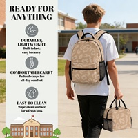 Sac à dos tendance trois pièces pour la rentrée scolaire, sac isotherme, boîte à crayons, imprimé hibiscus hawaïen, grande capacité, écologique, recyclable