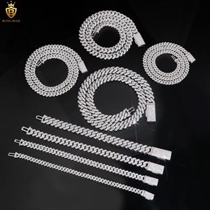 핫 세일 아이스드 아웃 6/8/10/12mm 925 실버 VVS 모이사나이트 쿠반 링크 체인 목걸이 팔찌 남성 다이아몬드 테스트 통과 힙합 GRA - Product Image 5