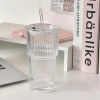 Gobelet de voyage en verre transparent avec bouchon à paille, design moderne, portable pour café et boissons froides, usage unisexe, compatible lave-vaisselle