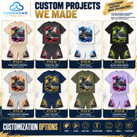 Ensemble deux pièces personnalisé pour homme : T-shirt d'été respirant en mélange de coton imprimé sérigraphié Chrome Armor Bulldozer et short à cordon de serrage