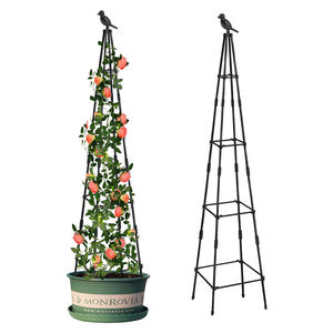 Meilleures ventes Treillis de jardin noir à 4 pieds en acier antirouille Tour à fleurs Design simple pour une utilisation en intérieur/jardin Roses grimpantes - Product Image 1