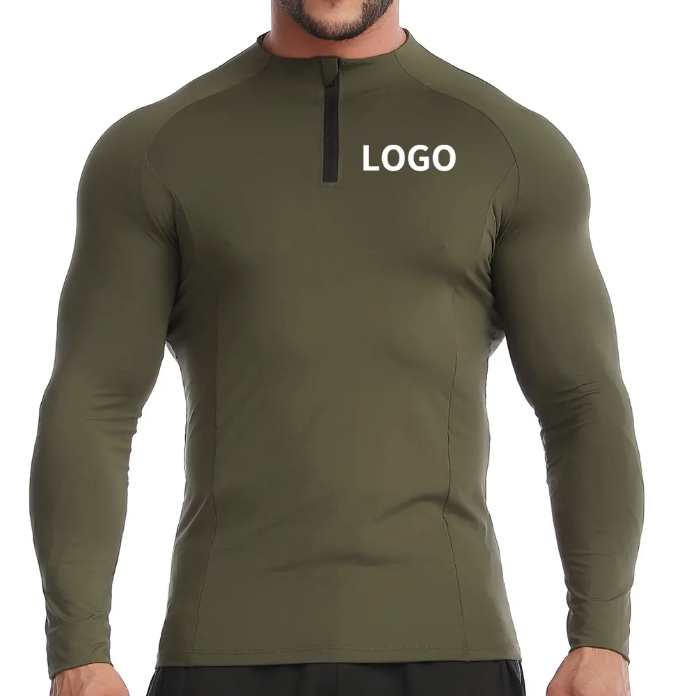 Vedo Fitness Tshirt Dropshipping Quick Dry Long Sleeves Zipper US Size Training Sweatshirt GYM Compression Shirts for Men