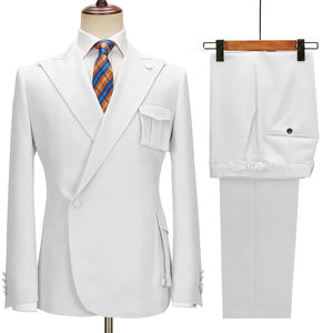 Costumes pour hommes élégants à deux poches 2 pièces <span class=keywords><strong>chic</strong></span> à bouton unique revers pointu smoking pour fête de <span class=keywords><strong>mariage</strong></span> costumes décontractés quotidiens (blazer + pantalon) - Product Image 4