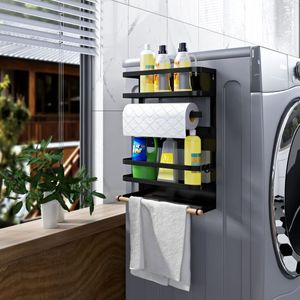 High Quality Kitchen Multi-function Wall-mounted Organizer Fridge Rack Strong Magnetic Spice Plastic Wrap Storage Rack
