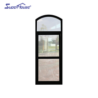 Ventana Abatible y Giratoria de Aluminio con Arco, Marco Negro y Blanco con Rotura de Puente Térmico para Villa