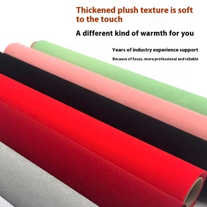 Stock negro franela tela adhesiva Pelo Largo rojo autoadhesivo flocado PU joyero tejido liso para textiles para el hogar - Product Image 4
