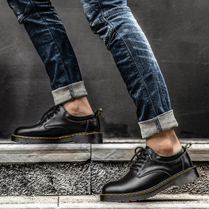 Nouvelles chaussures décontractées en cuir pour hommes respirantes à lacets, chaussures de marche toutes saisons - Product Image 6