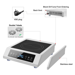 Bếp điện từ đơn bằng thép không gỉ cho nhà hàng, thiết bị nhà bếp thương mại - Product Image 3