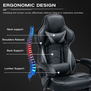 Ajunion Chơi Game Ghế 300lbs Máy Tính Ghế Bộ Nhớ Bọt Đệm Gamer Ghế Massage Thắt Lưng 90-145 ° Ngả Racing Ghế - Product Image 4