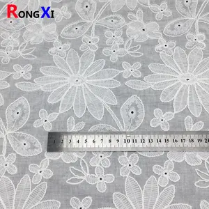 Rxf2211 delineador de tecido da índia flor 100 algodão bordado tecido de renda barato