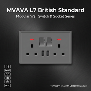 <span class=keywords><strong>Prise</strong></span> murale modulaire sans vis <span class=keywords><strong>avec</strong></span> double USB 13A 45A, interrupteur à carte, variateur SOS, plaque murale multifonctionnelle pour hôtel CE BS1363 - Product Image 3