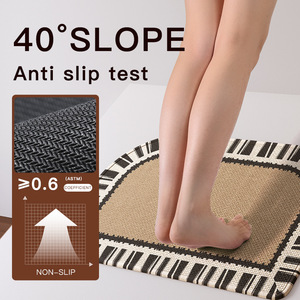 Tapis de bain demi-cercle rayé en fibre de polyester, antidérapant, absorbant, séchage rapide, pour salle de bain, porte des toilettes - Product Image 4