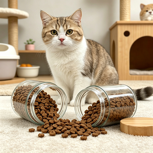 Glass Pet Food Jar With Bamboo Lid For Cat Dog Treats Storage <b>Container</b> Empty <b>Clear</b> Glass Canister For Dry Food Snacks - Product Image 1