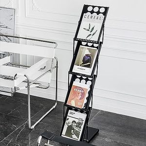 ชั้นเหล็กเคลือบผงสีดำสำหรับนิตยสารโบรชัวร์หนังสือการ์ตูนพับได้ - Product Image 4