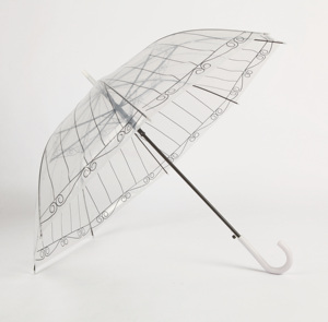 European Style <strong>2</strong>-<strong>Fold</strong> <strong>Umbrella</strong> with J-Handle Simple Transparent Hanging Manual Straight Stick <strong>Umbrella</strong> Option - Product Image 1